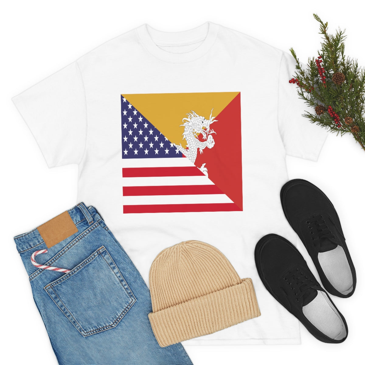 Bhutan American Flag Half Bhutanese USA T-Shirt | Unisex Tee Shirt