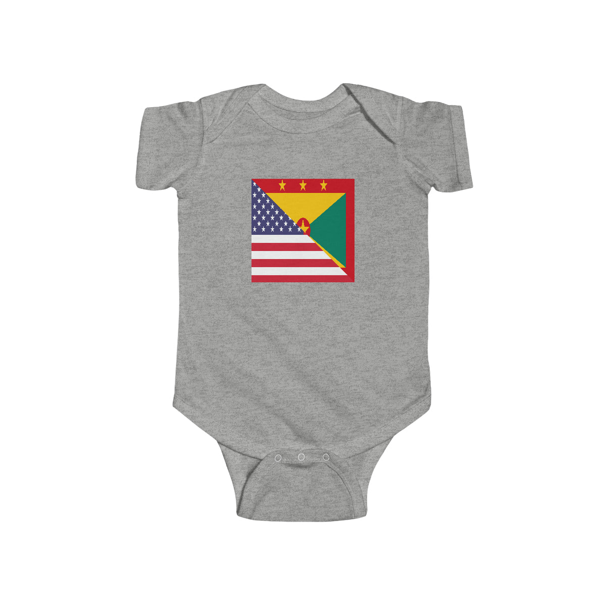 Grenadan American Flag Half Grenada USA Baby Bodysuit | Newborn Boy Girl