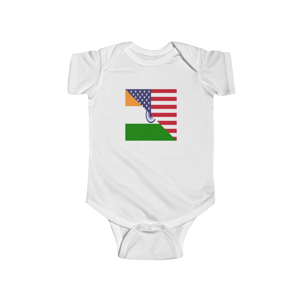 Baby India American Asian Flag Bodysuit | Unisex Indian Newborn