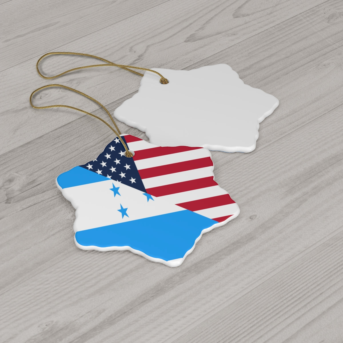 Honduran American Flag Ceramic Ornaments | Honduras USA Holiday Christmas Tree