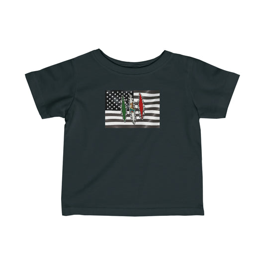 Infant Mexican Flag Underneathe | Half US Mexican Toddler Tee Shirt