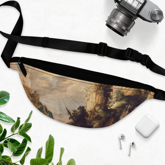 A Mountainous Landscape with Waterfall by Kerstiaen de Keuninck | Fanny Pack Bag