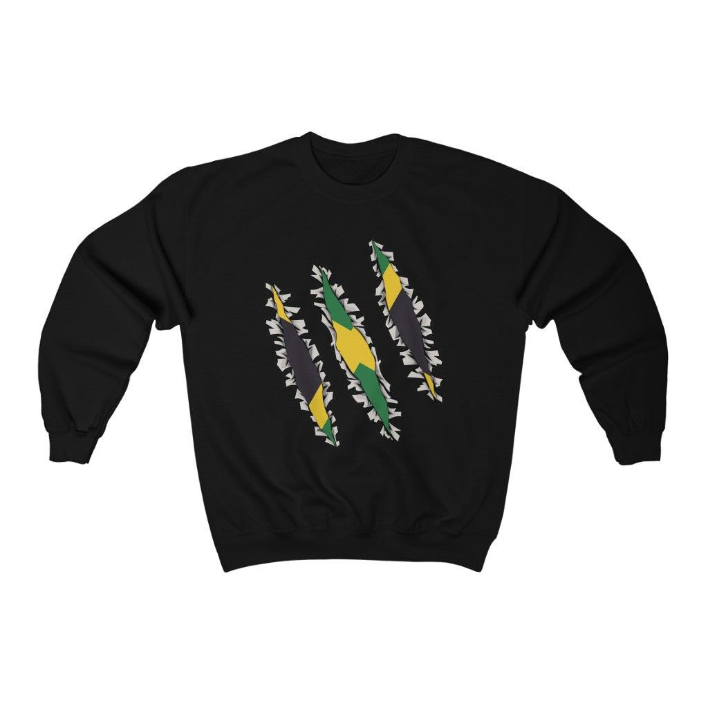 Slashed Jamaican Flag Sweatshirt | Jamaica Men Women Pullover