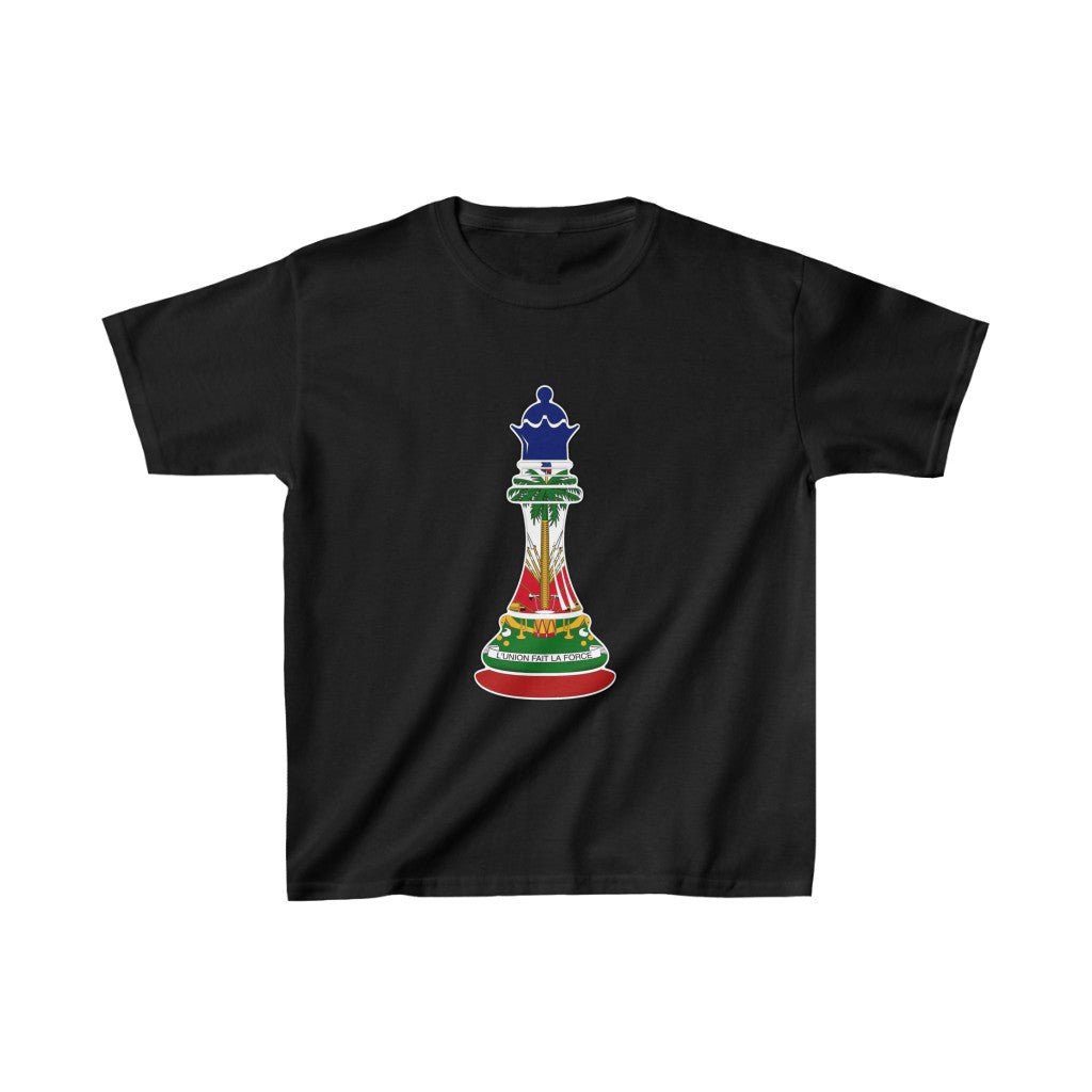 Kids Haitian Queen Chess Piece | Haiti Flag Royalty T-Shirt | Unisex Tee Shirt