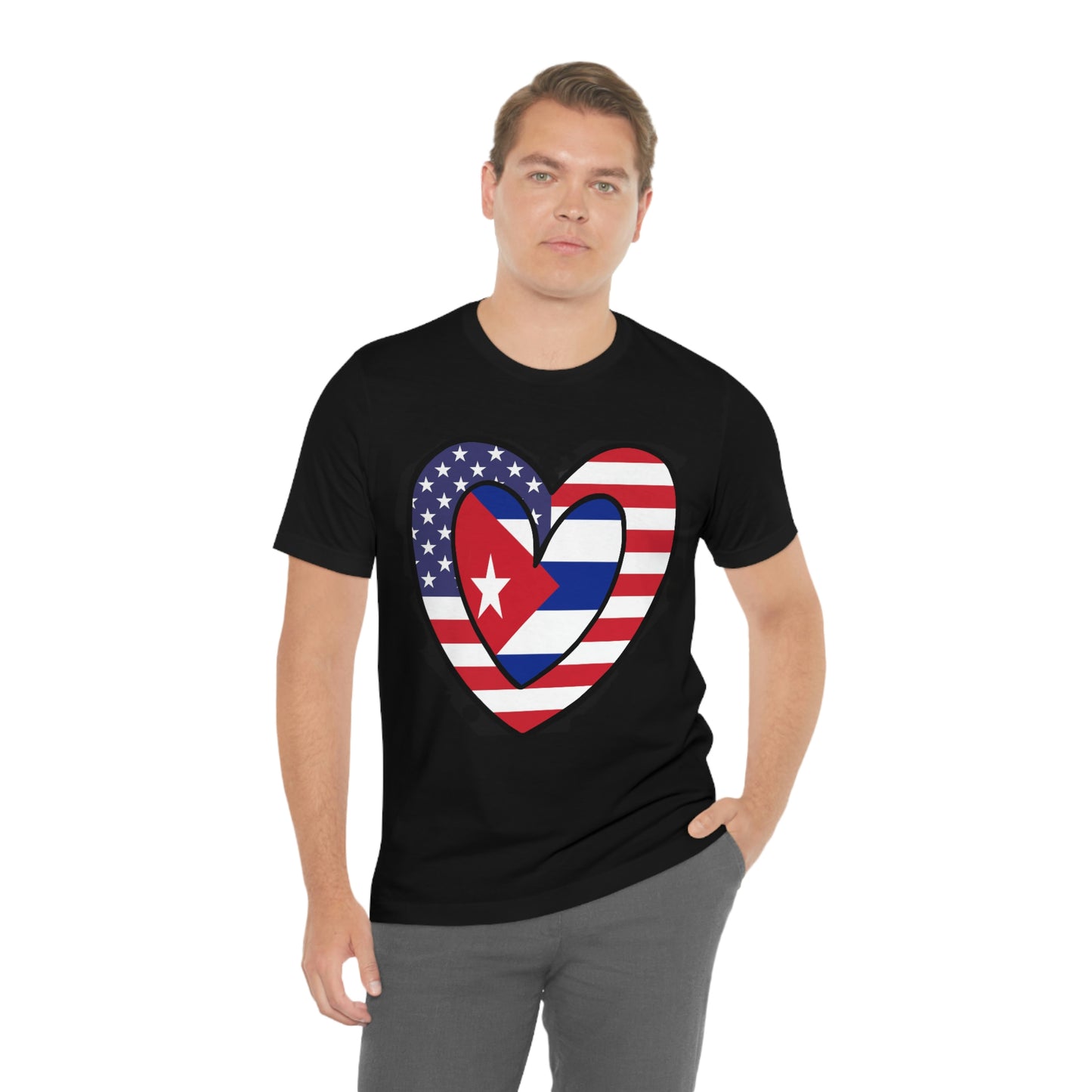 Cuban American Heart Valentines Day Gift Tee Shirt | Half Cuba USA Flag T-Shirt