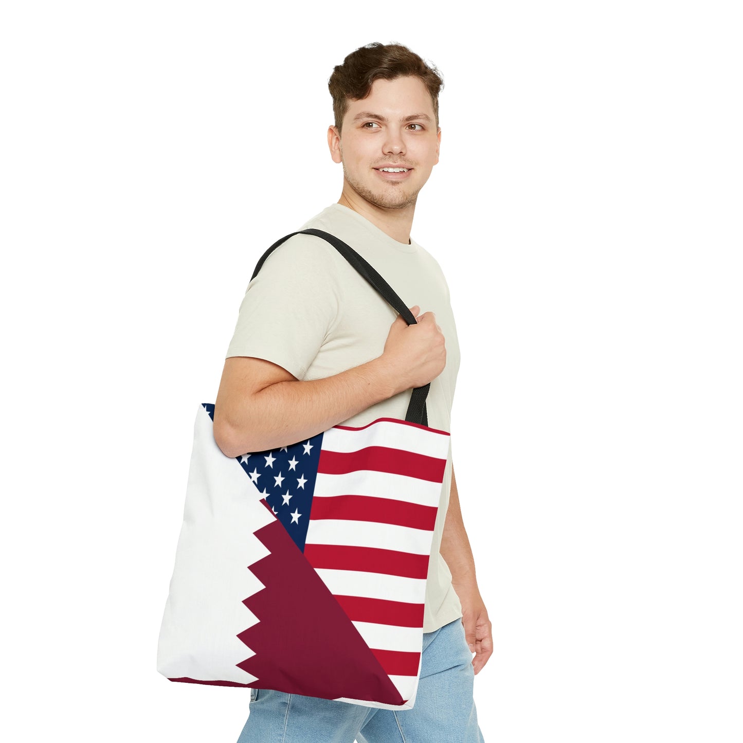 Qatar American Flag Half Qatari USA Tote Bag | Shoulder Bag