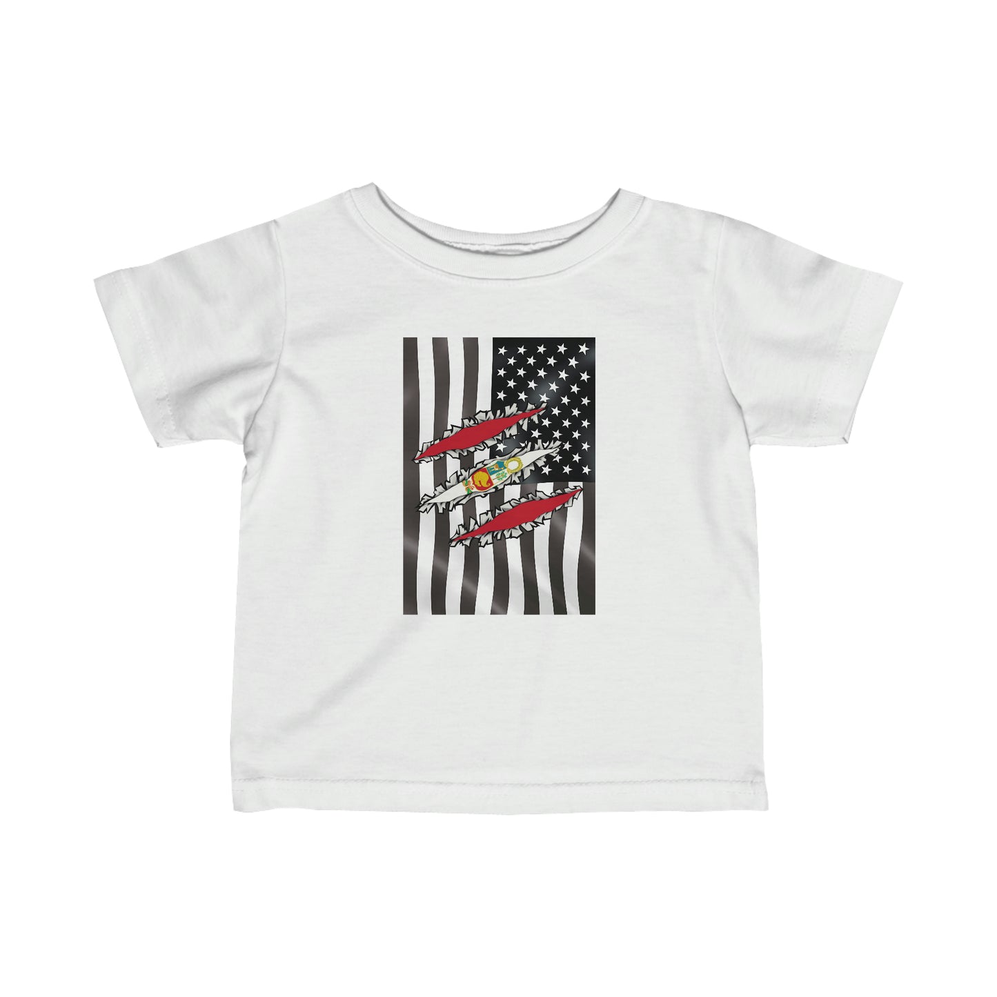 Infant Peruvian Flag Slash| Peruvian Underneathe Toddler Tee Shirt