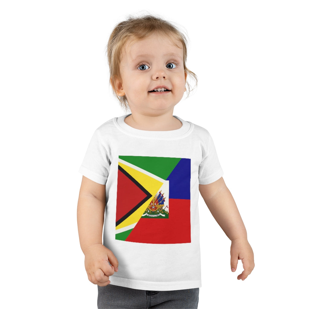 Toddler Half Haiti - Guyana Flag T-Shirt | Haitian Guyanese Clothes