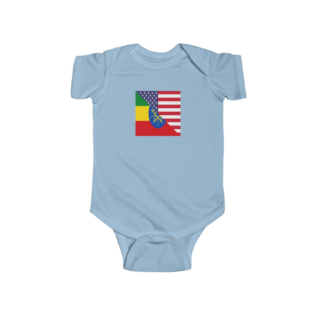 Ethiopian American Flag Baby Bodysuit | Ethiopia Newborn Girl Boy