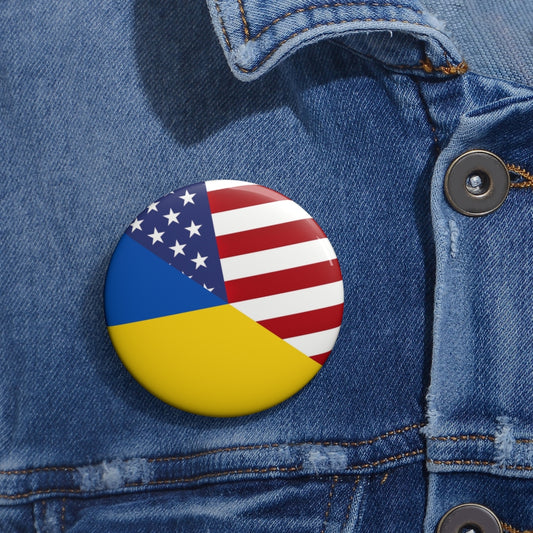 Ukraine America Flag Pin Button | USA Ukrainian American