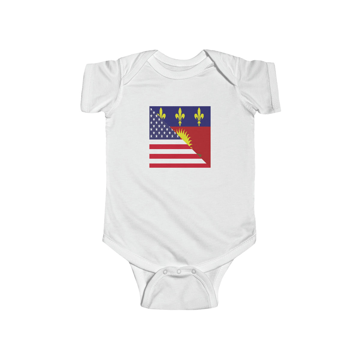 Guadeloupe American Flag Half Guadeloupean USA Baby Bodysuit | Newborn Boy Girl