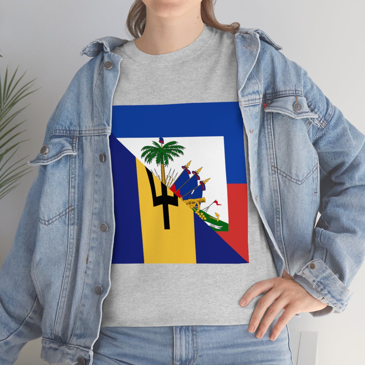 Bajan Haitian Flag Tee Shirt | Unisex Barbados Haiti USA Tshirt