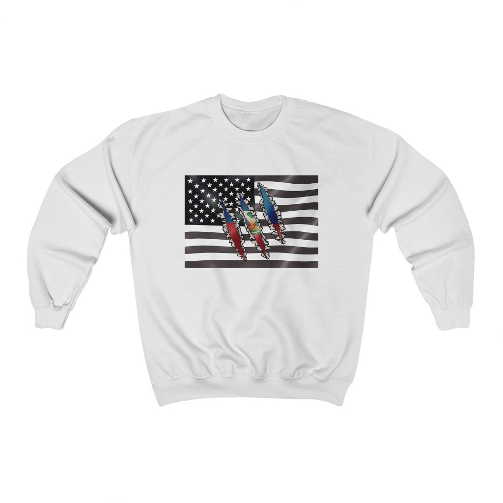 Haitian American Flag Sweatshirt | Haiti United States Men Women Pullover