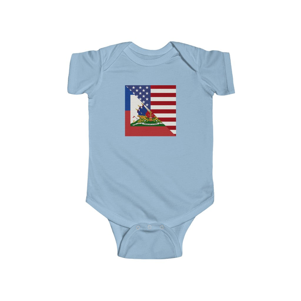 Haitian-American Flag Baby Bodysuit | Haiti USA Baby Girl Boy