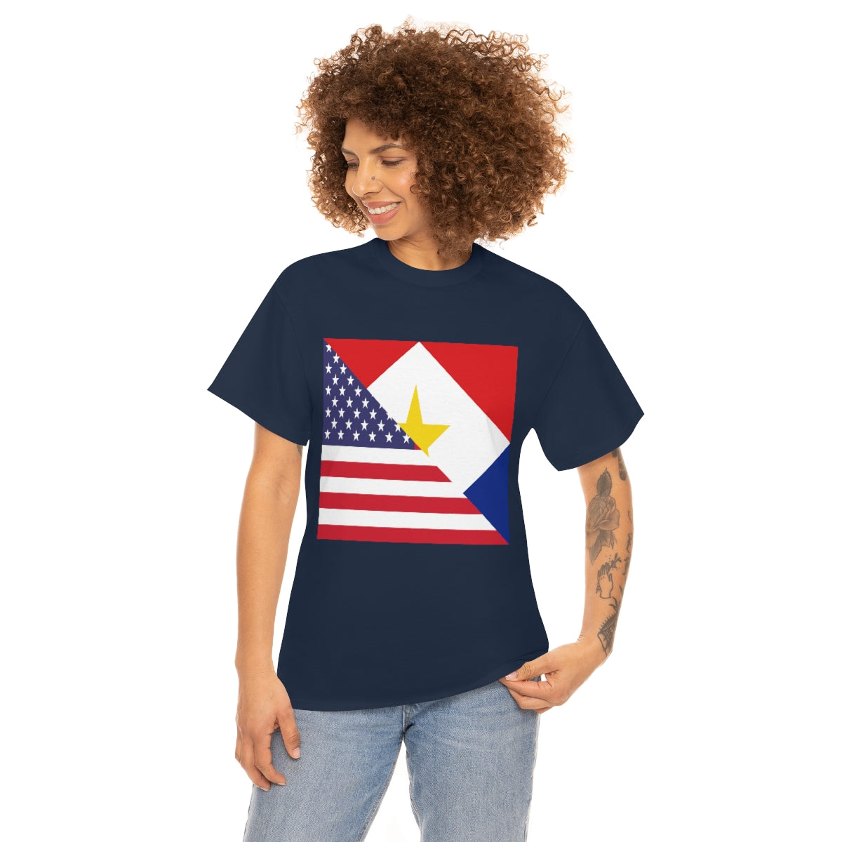 Saba American Flag Half Sabaean USA T-Shirt | Unisex Tee Shirt