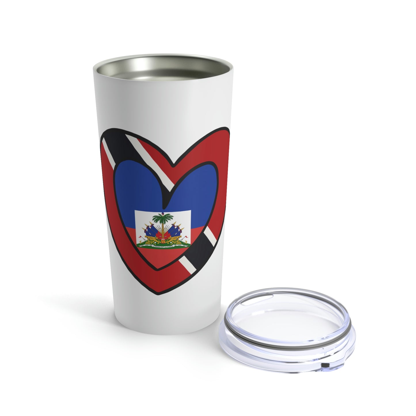 Haitian Trini Flag Heart Valentines Day Gift Haiti Trinidad Tobago Tumbler 20oz