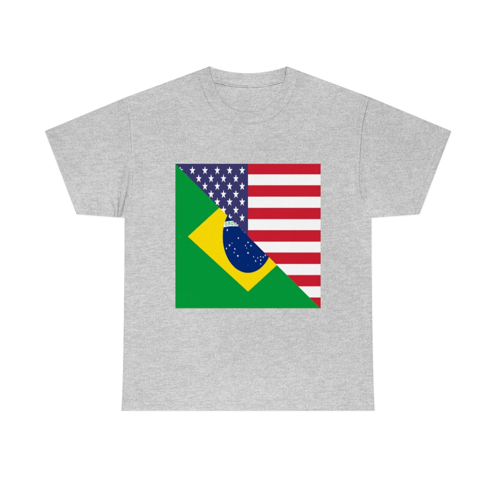 Brazilian American Flag Tee Shirt | Brazil USA Tshirt