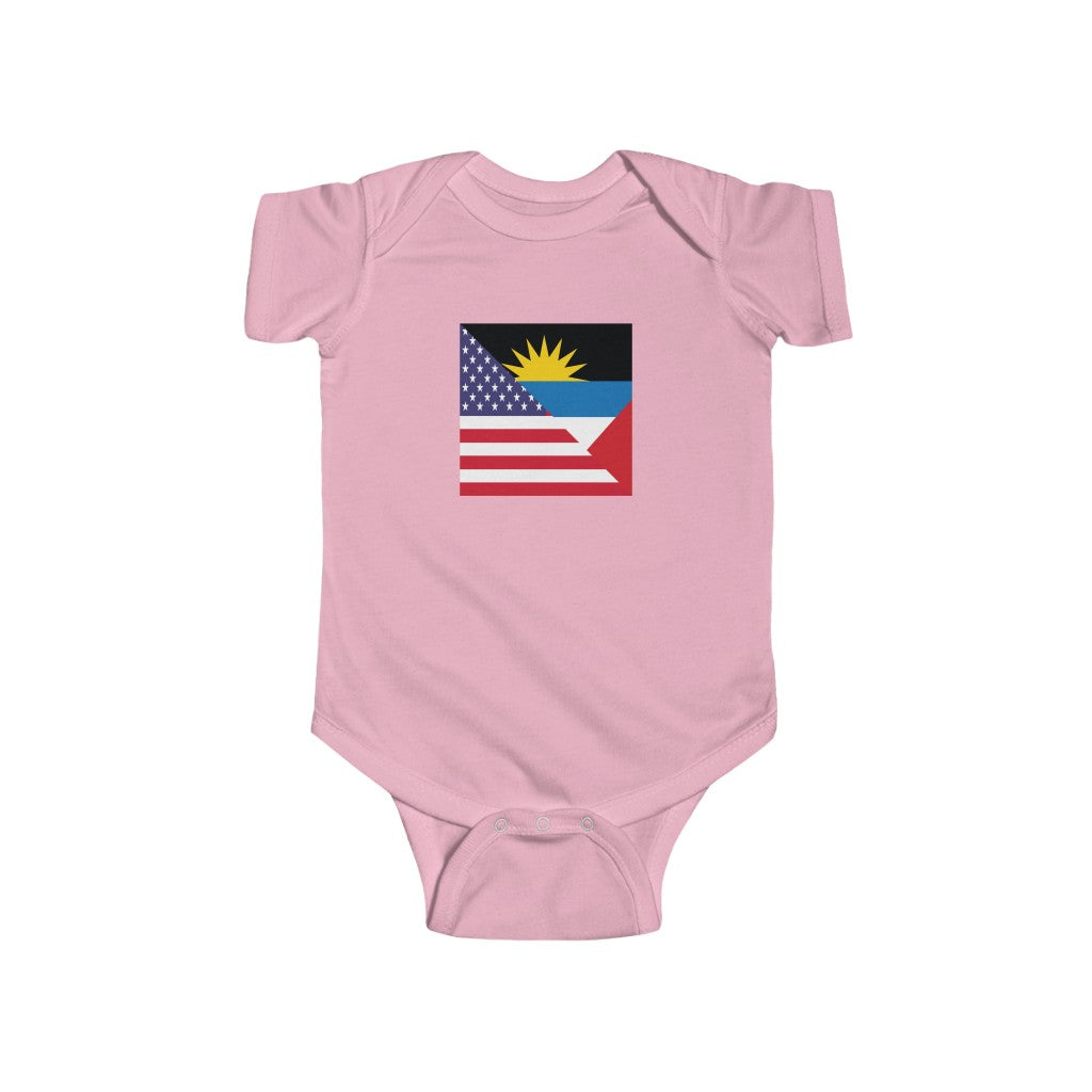 Antigua and Barbuda American Flag Baby Bodysuit | Antiguan USA Newborn