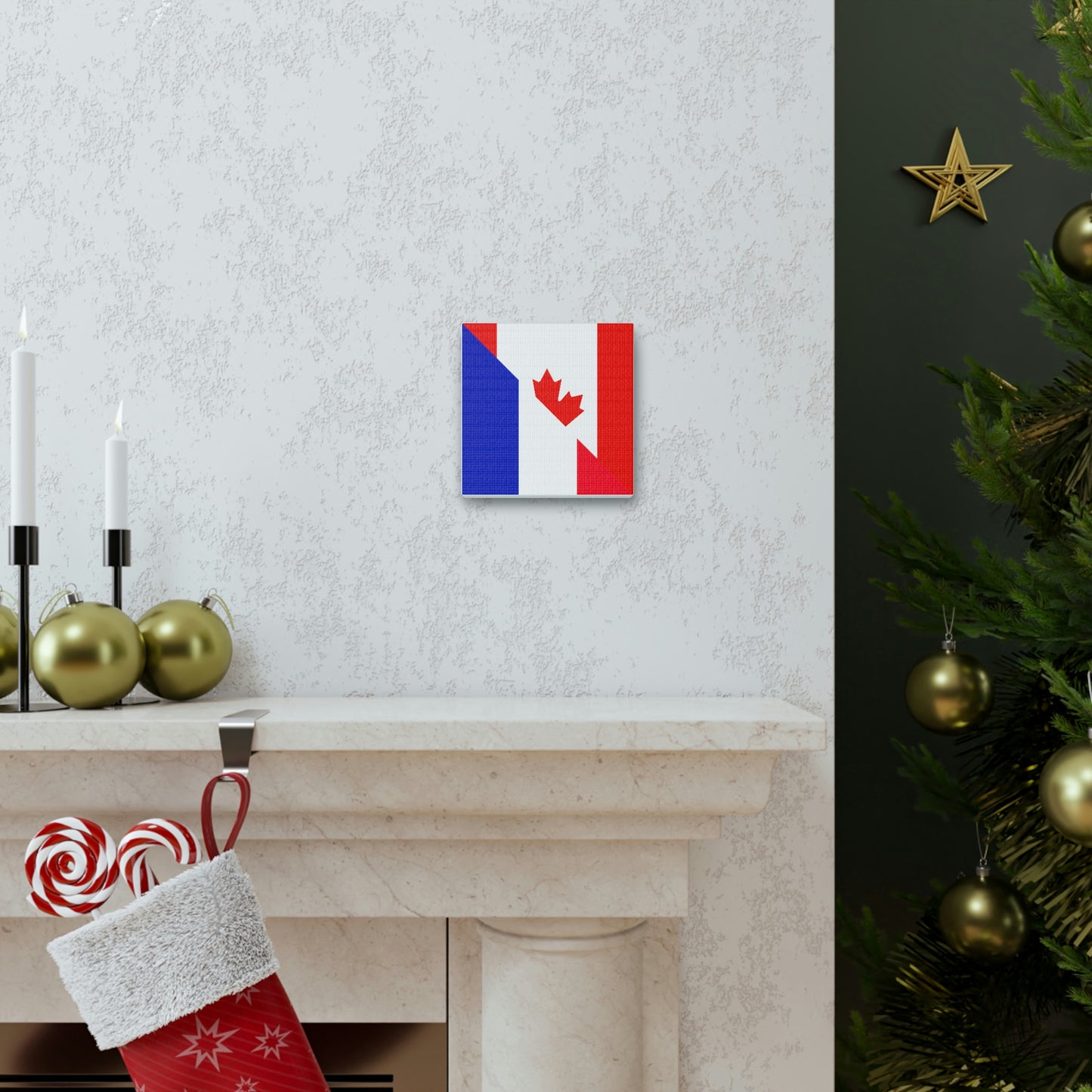 French Canadian Flag France Canada Canvas Gallery Wraps | Wall Art