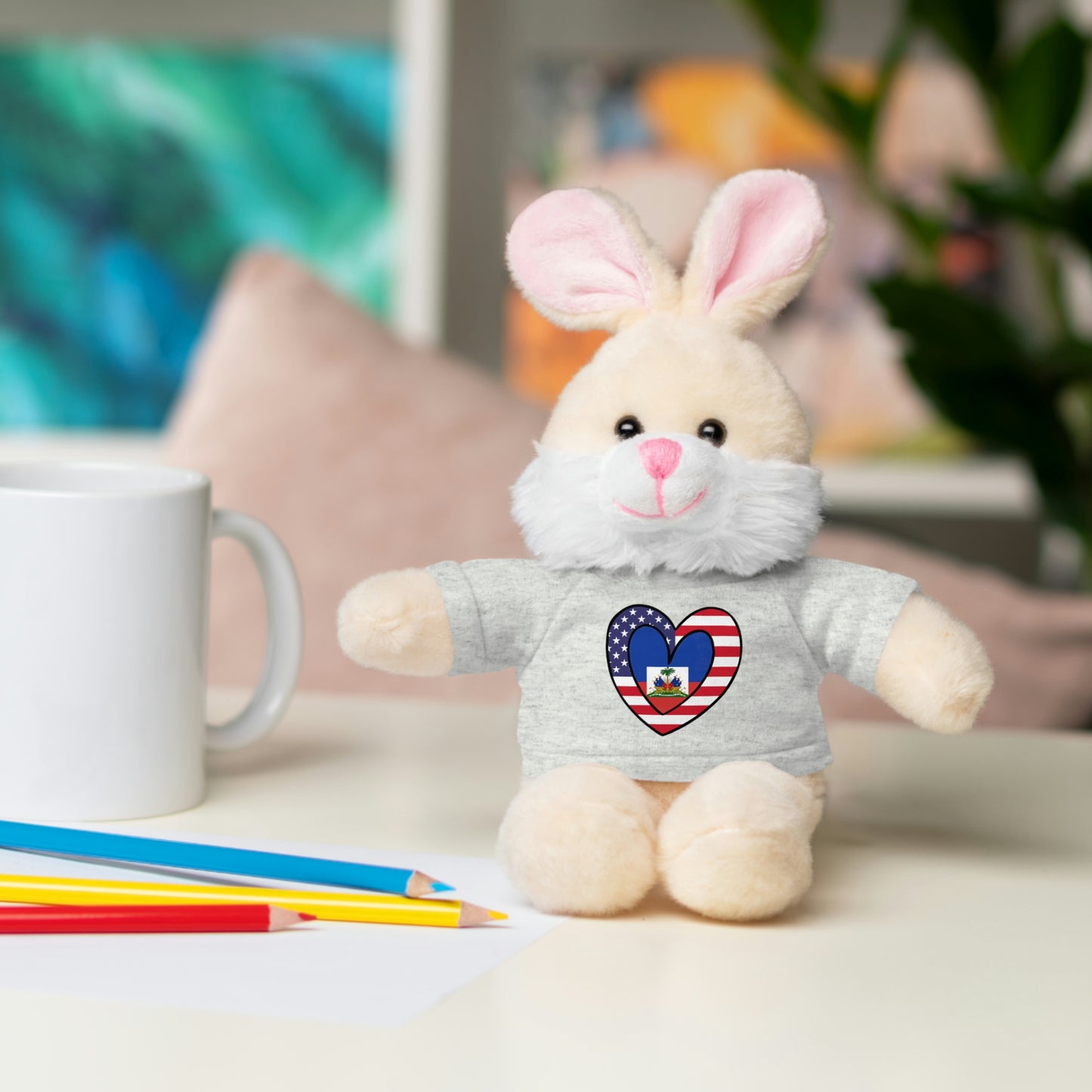 Haitian American Valentines Day Gift Stuffed Animal | Haiti USA Flag Toy