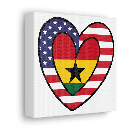 American Ghanaian Flag Inner Heart USA Ghana  Canvas Gallery Wraps | Wall Art