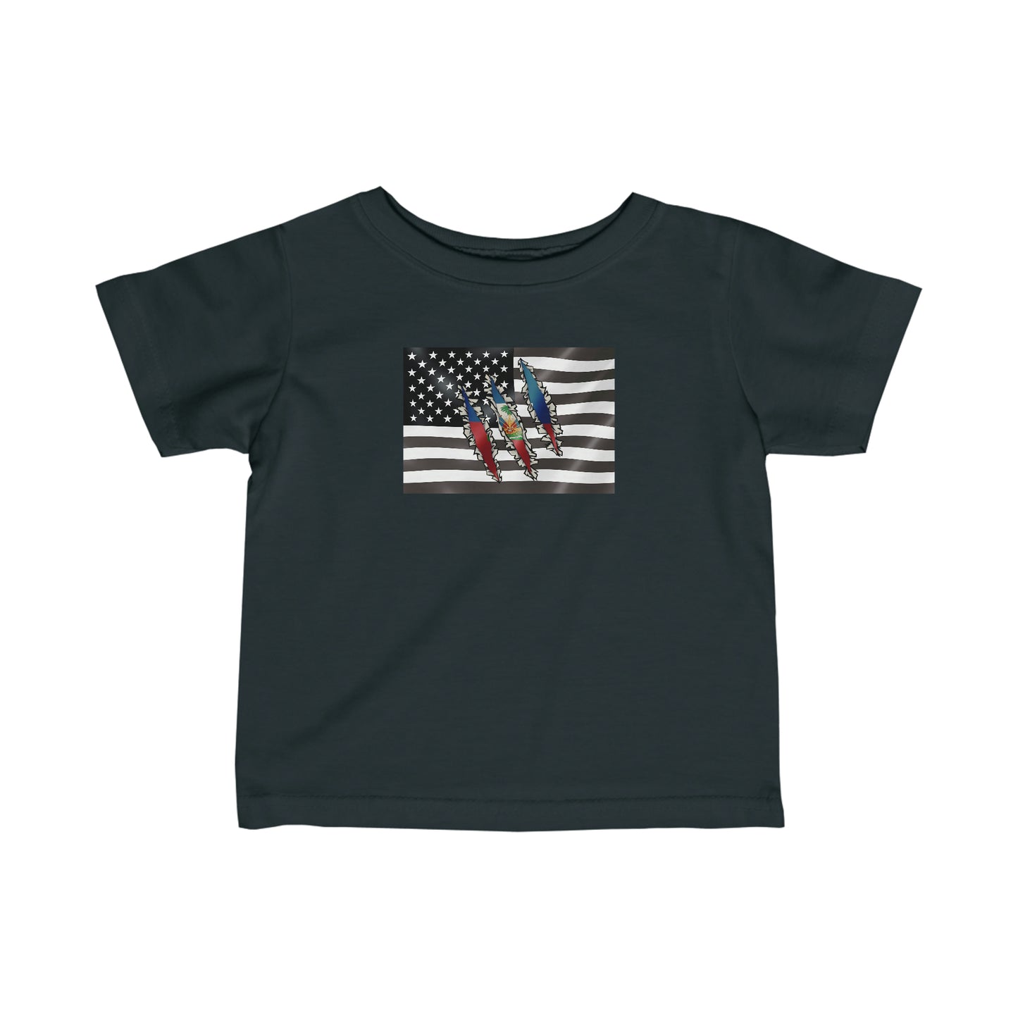 Infant Slashed Haitian Flag | Haiti Toddler Tee Shirt