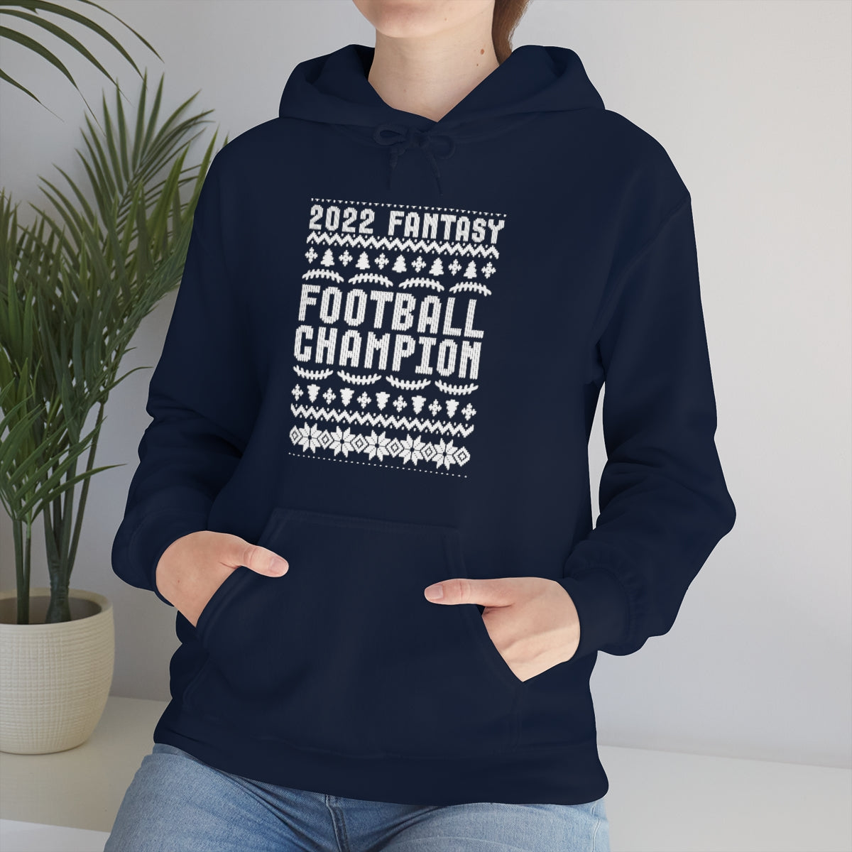 2022 Fantasy Football Champion Ugly Holiday Christmas Champ Hoodie | Unisex Pullover Hooded Sweatshirt