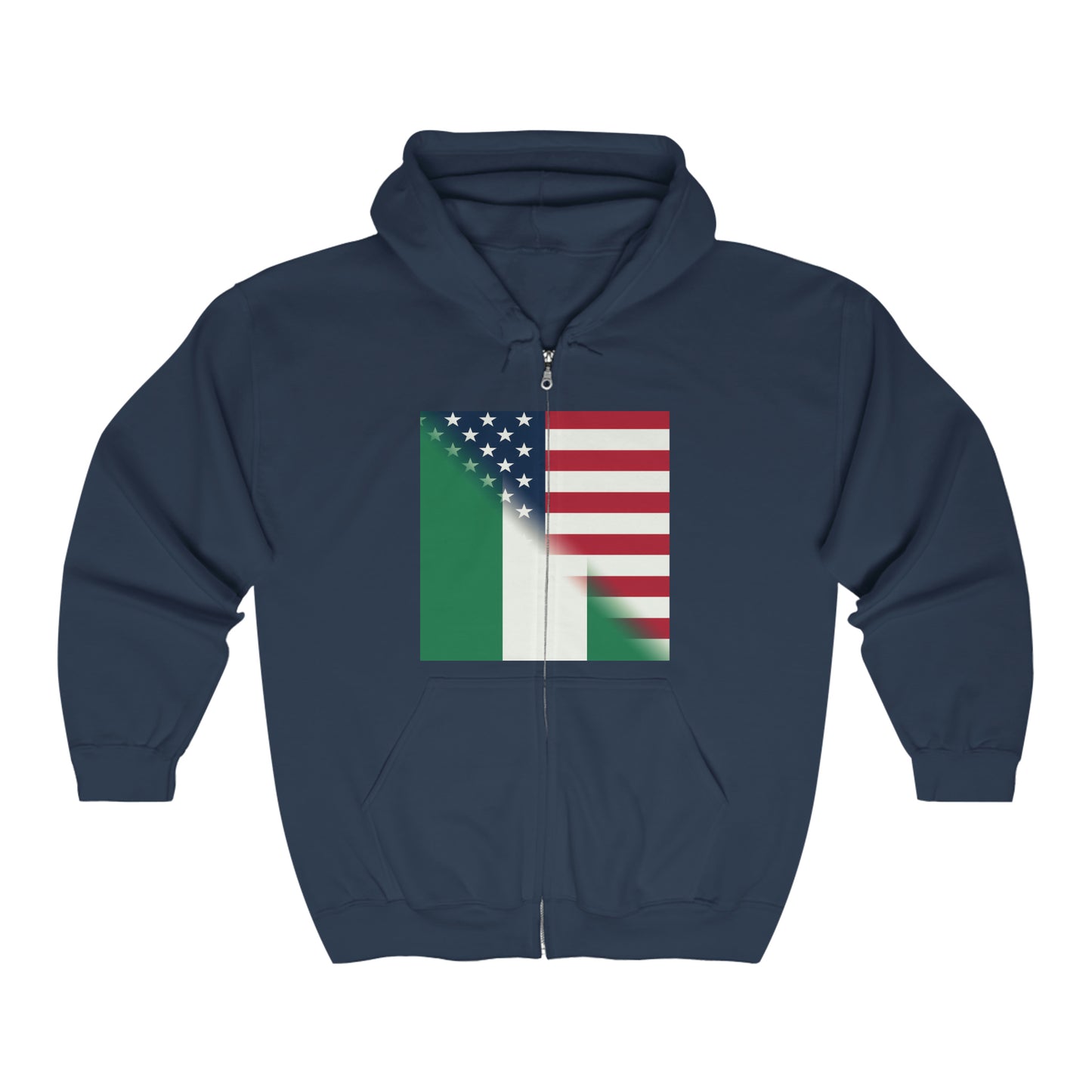 Nigeria America Flag | United States Half Nigerian Zip Hoodie | Hooded Sweatshirt