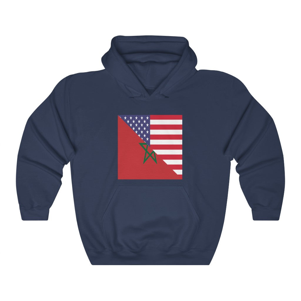 Moroccan American Flag Hoodie  | Unisex Half Morocco USA Pullover