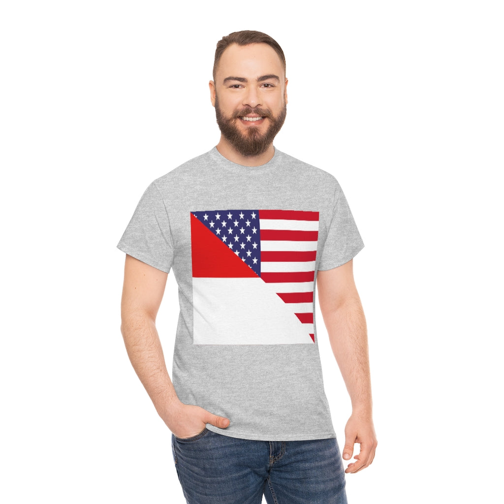 Indonesian American Flag Tee Shirt | Unisex Indonesia USA Tshirt