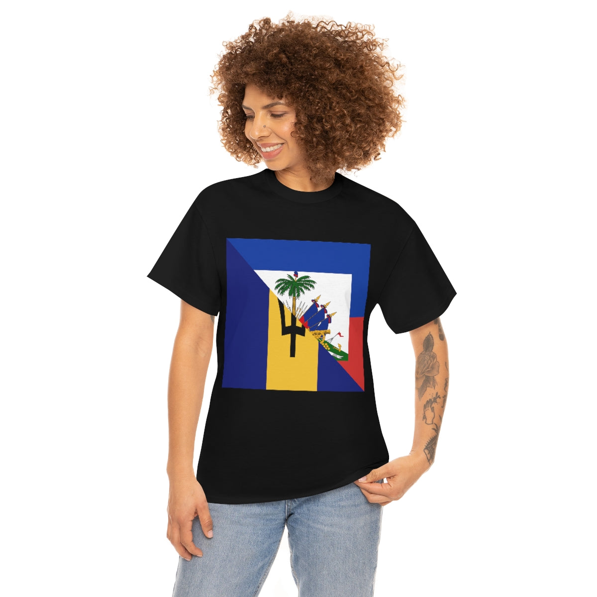 Bajan Haitian Flag Tee Shirt | Unisex Barbados Haiti USA Tshirt