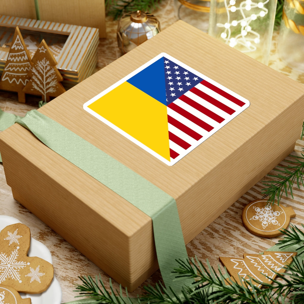 Ukraine America Flag Sticker | USA Ukrainian