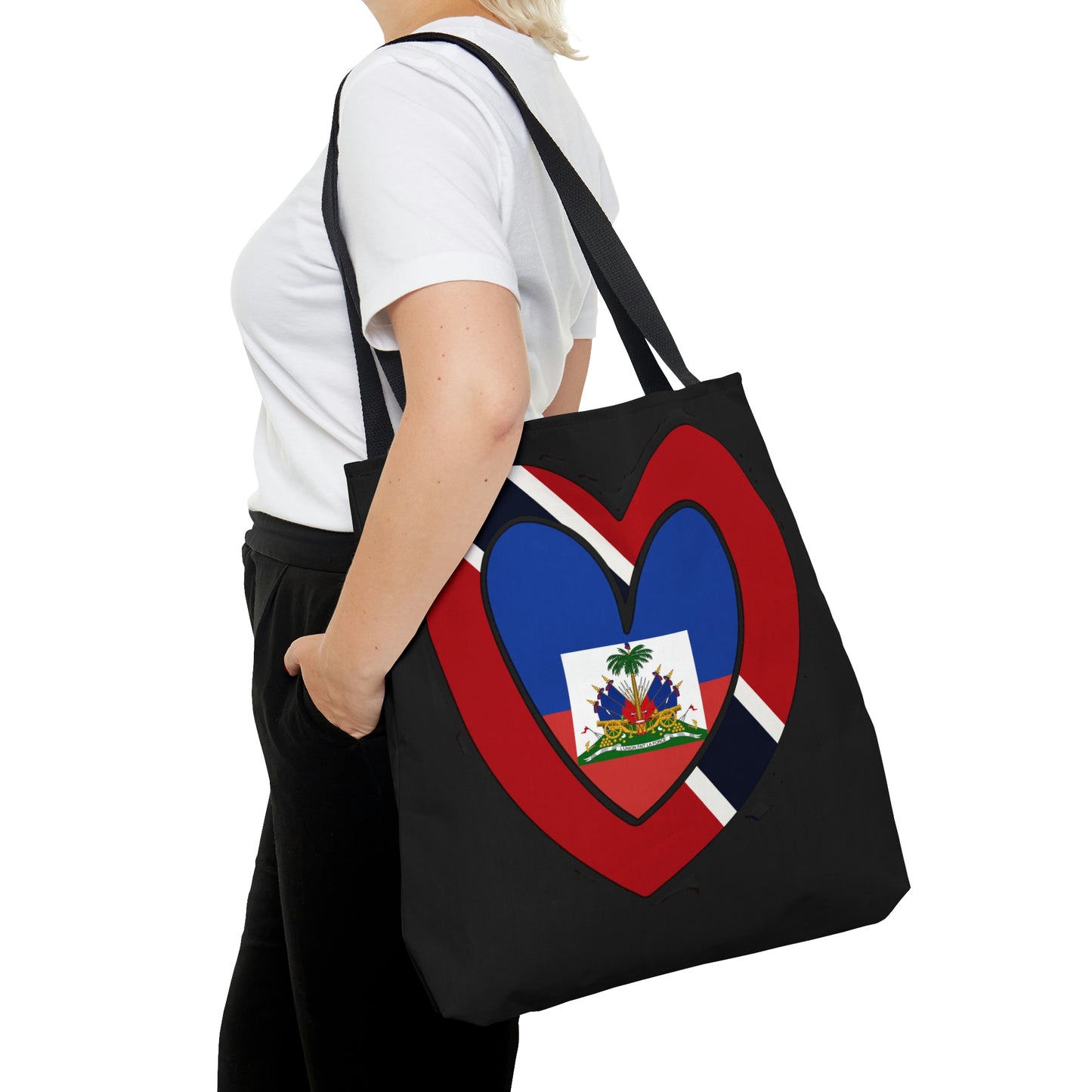 Haitian Trini Flag Heart Haiti Trinidad Tobago Tote Bag | Shoulder Bag