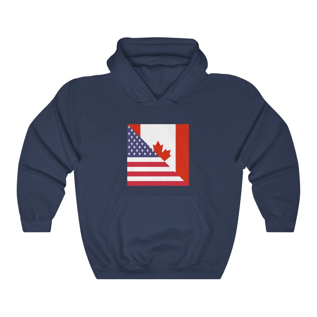 Canadian American Flag Hoodie | Unisex Half Canada Pullover