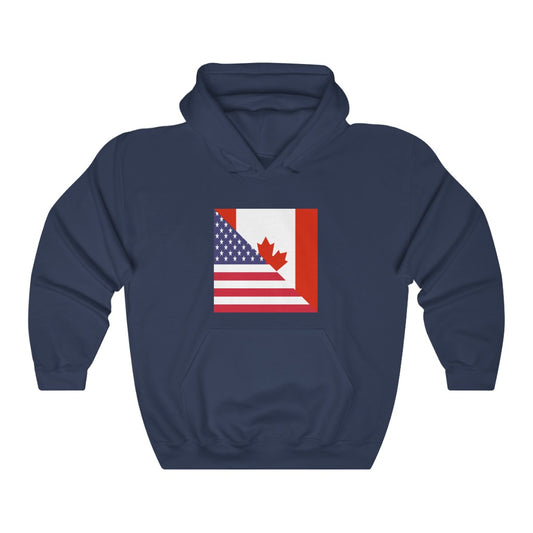 Canadian American Flag Hoodie | Unisex Half Canada Pullover