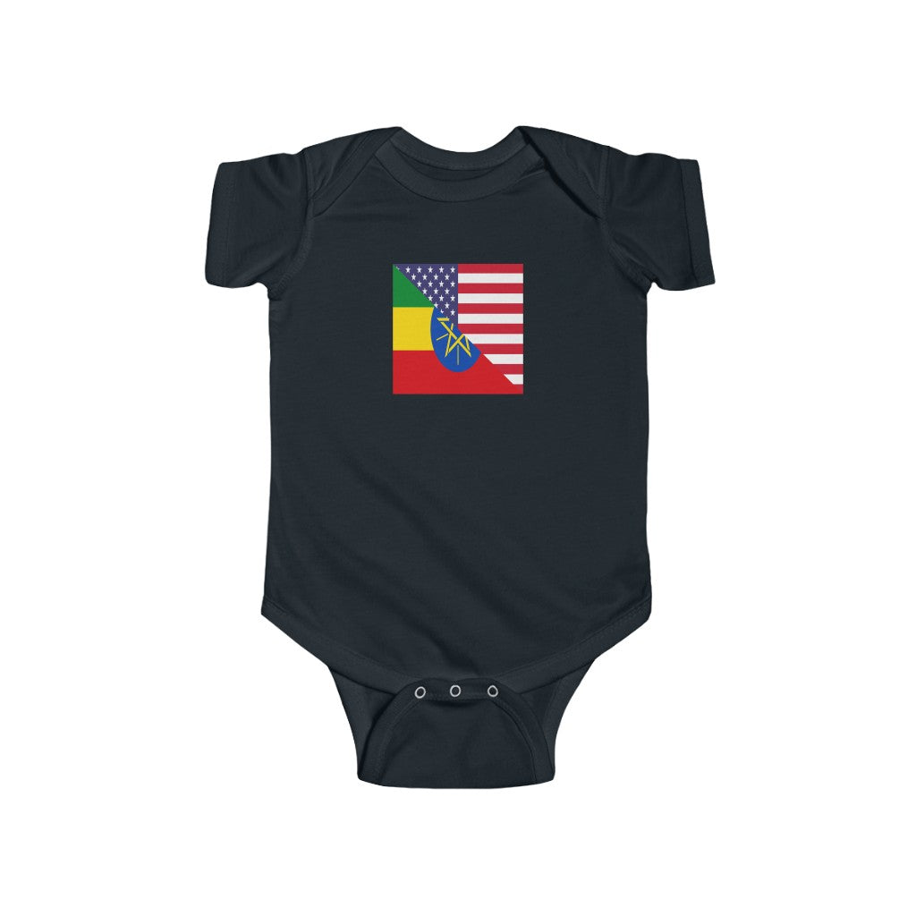 Ethiopian American Flag Baby Bodysuit | Ethiopia Newborn Girl Boy