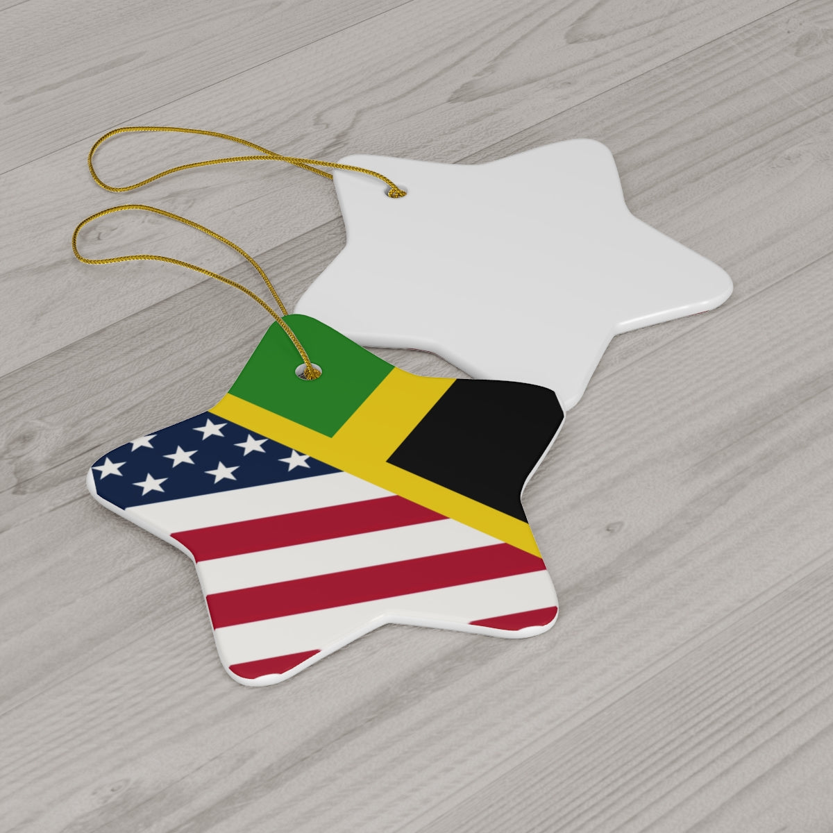 Jamaica American Flag Ceramic Ornaments | Jamaican USA Holiday Christmas Tree