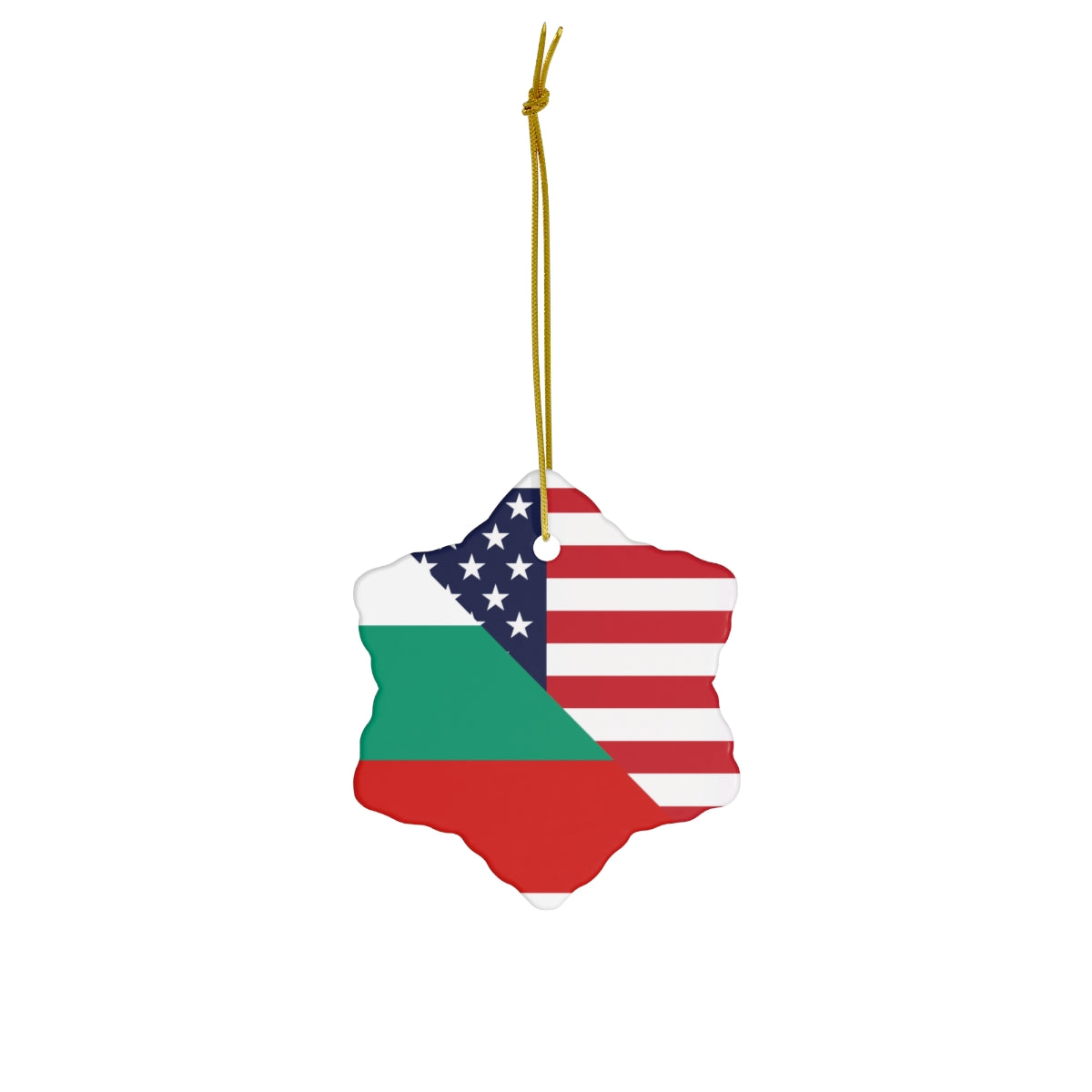 Bulgaria American Flag Ceramic Ornaments | Bulgarian USA Holiday Christmas Tree