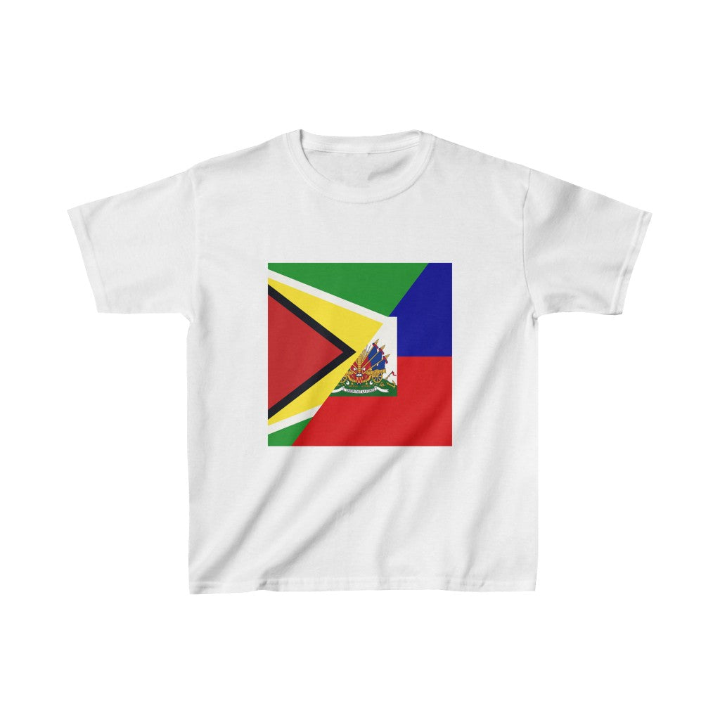 Kids Guyanese Haitian Flag | Half Guyana Haiti Flag T-Shirt | Unisex Tee Shirt