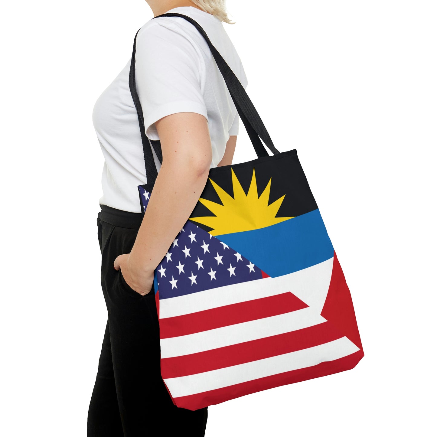 Antigua and Barbuda American Flag Antiguan USA Tote Bag | Shoulder Bag