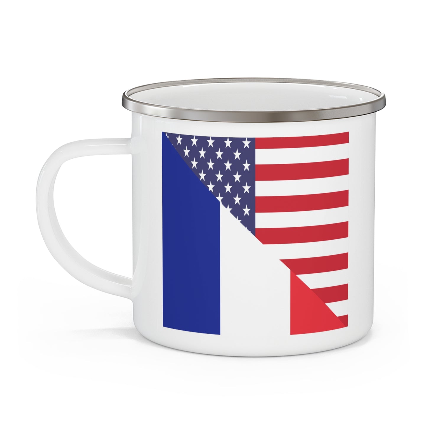 French American Flag France USA 12oz Enamel Mug