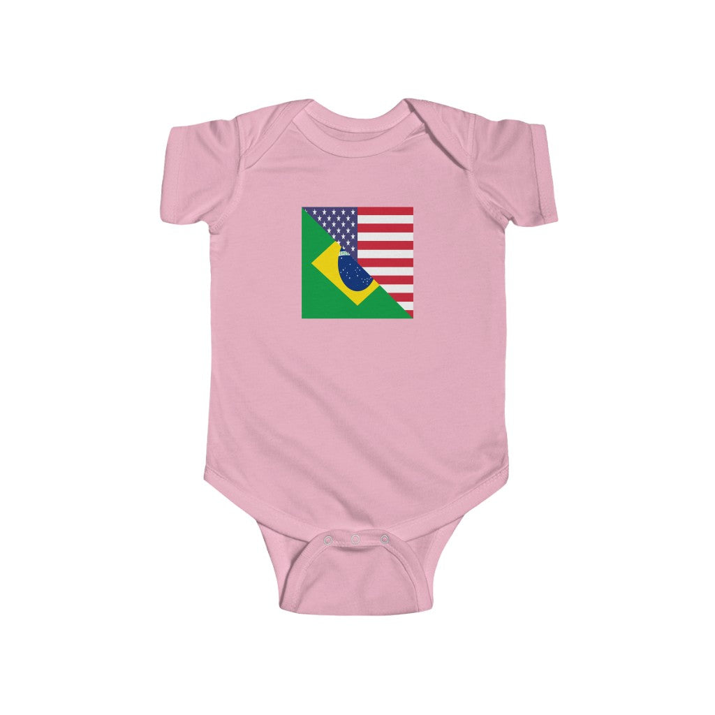 Brazilian American Flag Baby Bodysuit | Brazil USA Newborn Boy Girl