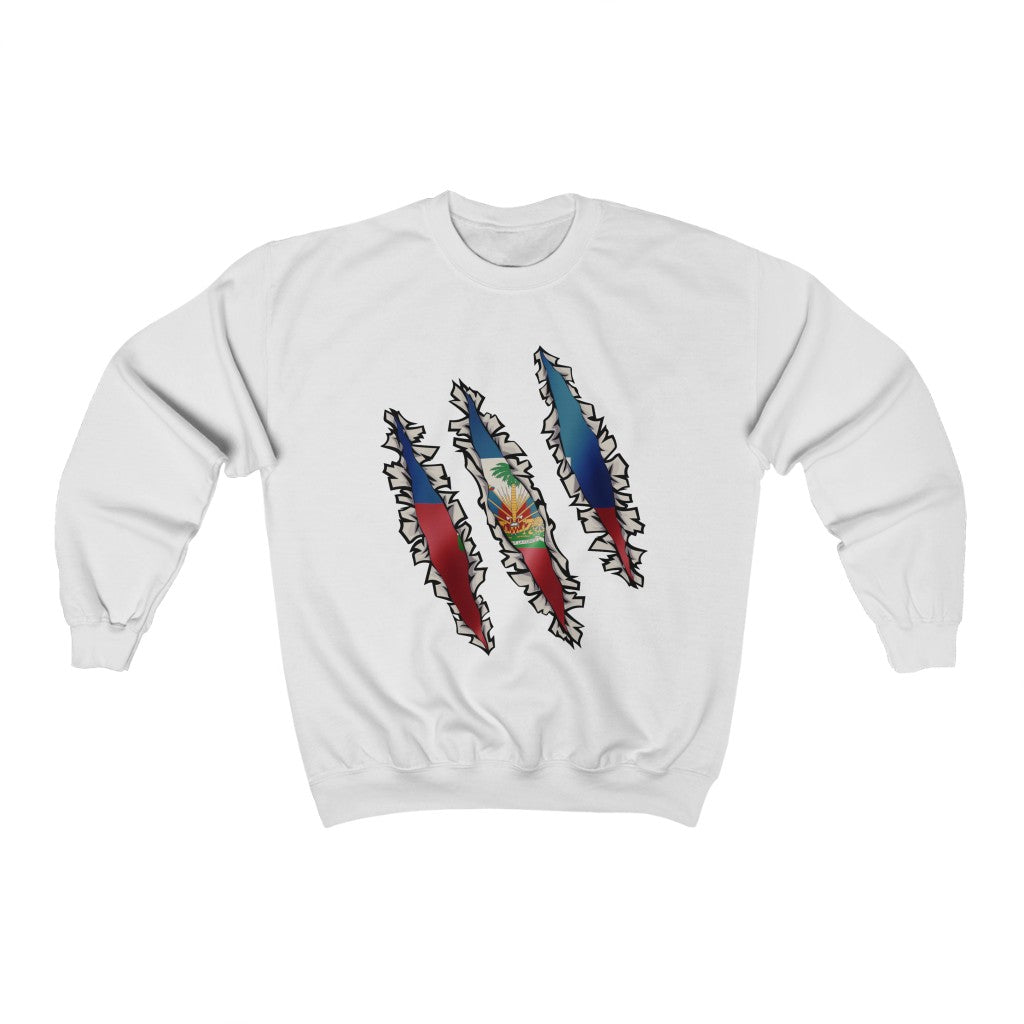 Slashed Haitian Flag Sweatshirt | Haiti Men Women Sweater Pullover