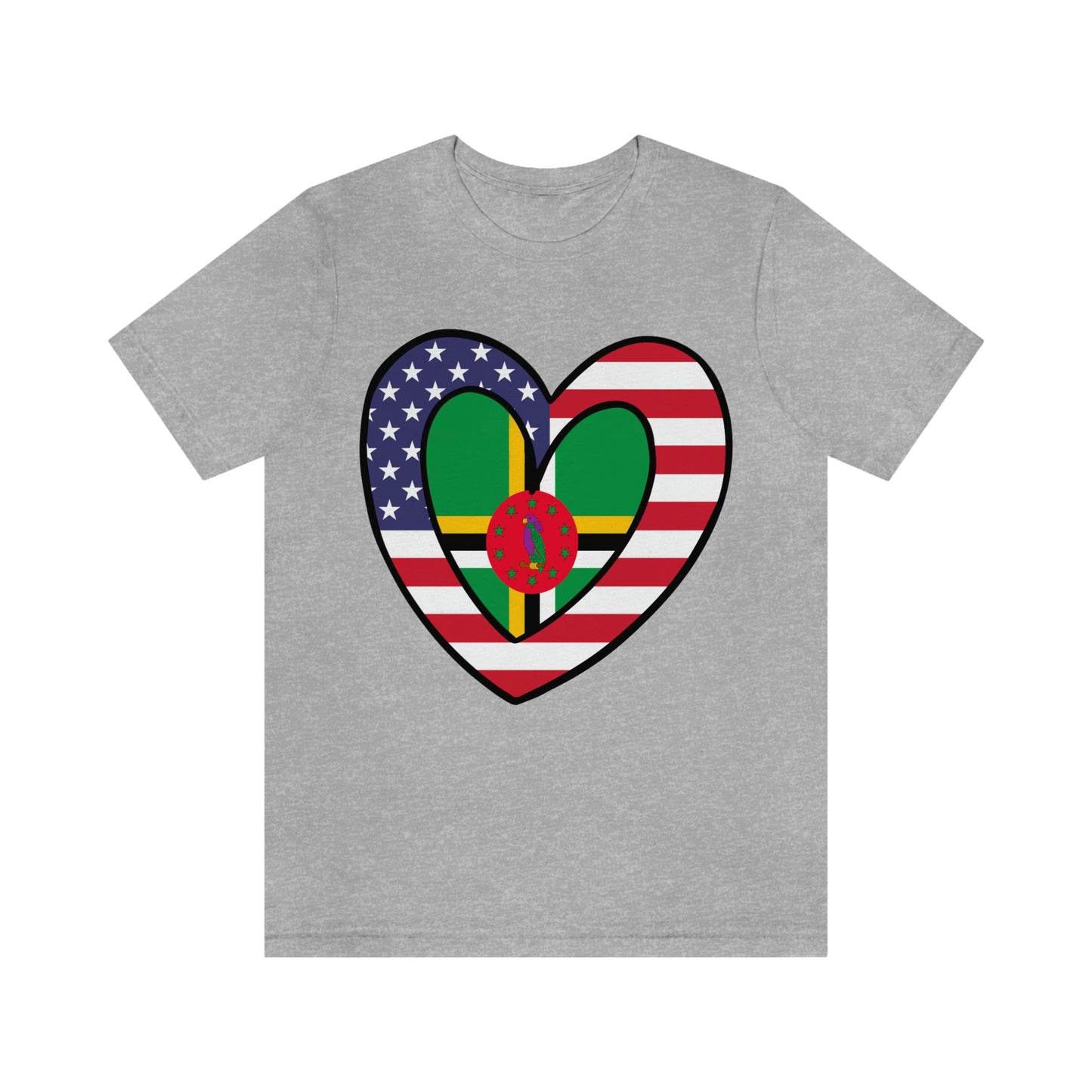 Dominican American Heart Valentines Day Gift Tee Shirt | Half Dominica USA Flag T-Shirt