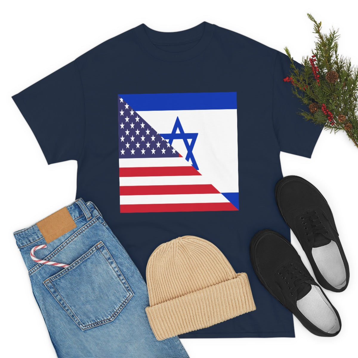 Israel American Flag Half Israeli USA T-Shirt | Unisex Tee Shirt