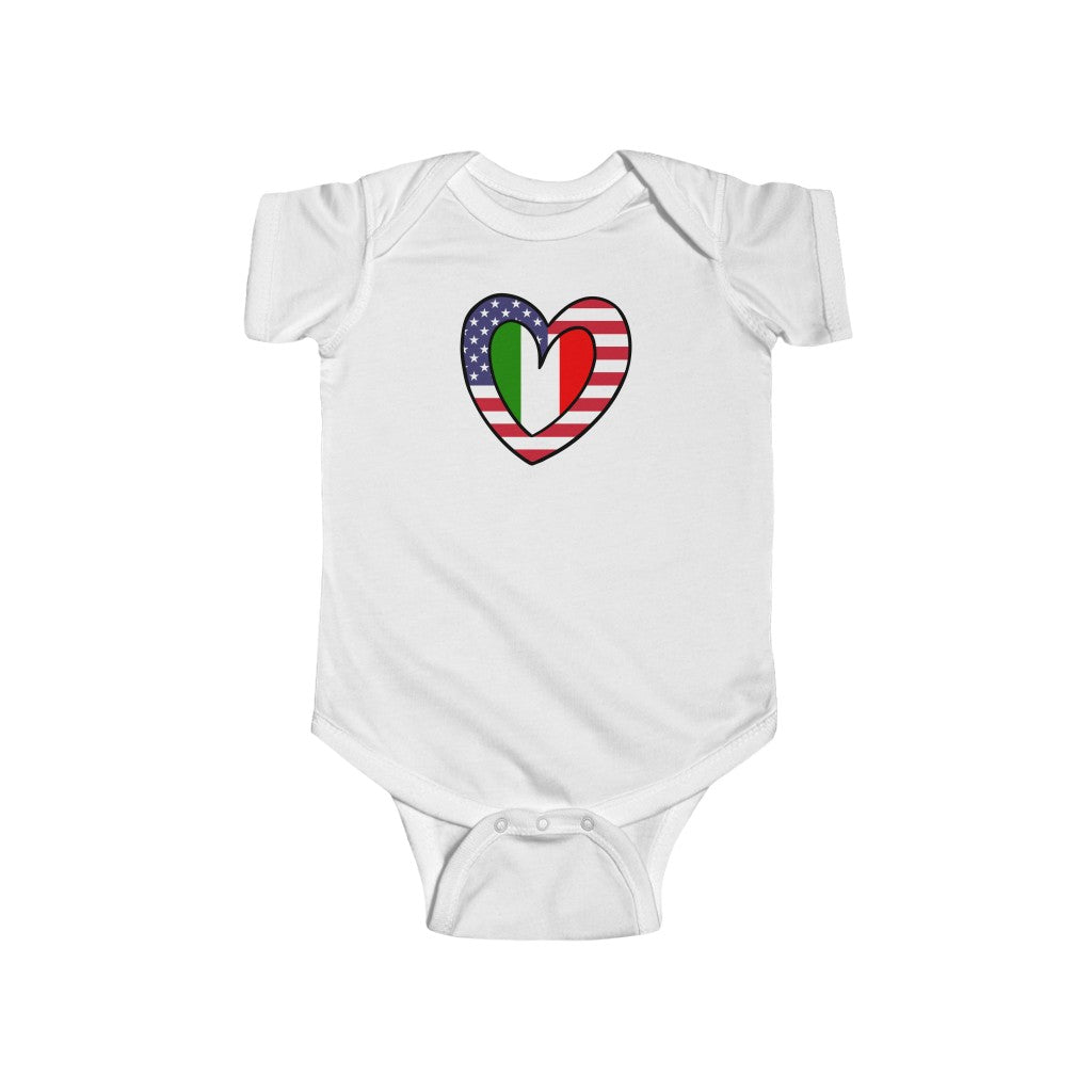 Baby American Italian Flag Inner Heart Bodysuit | Unisex USA Italy