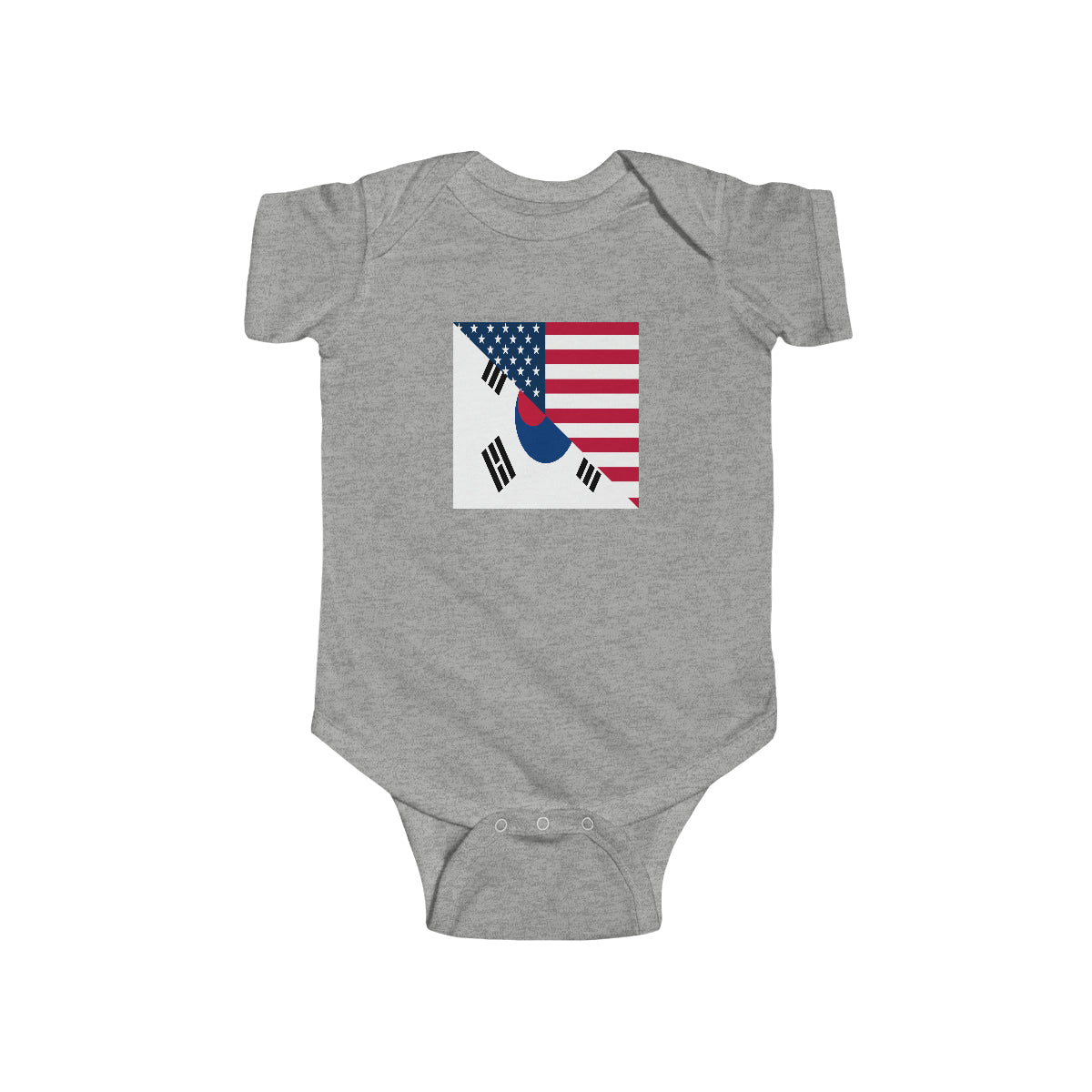 South Korean American Flag Half South Korea USA Baby Bodysuit | Newborn Boy Girl