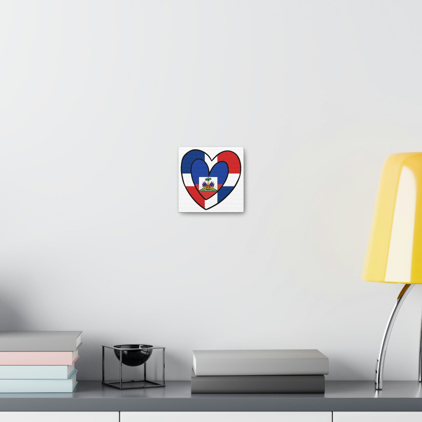 Dominican Haitian Flag Inner Heart DR Republic Haiti  Canvas Gallery Wraps | Wall Art