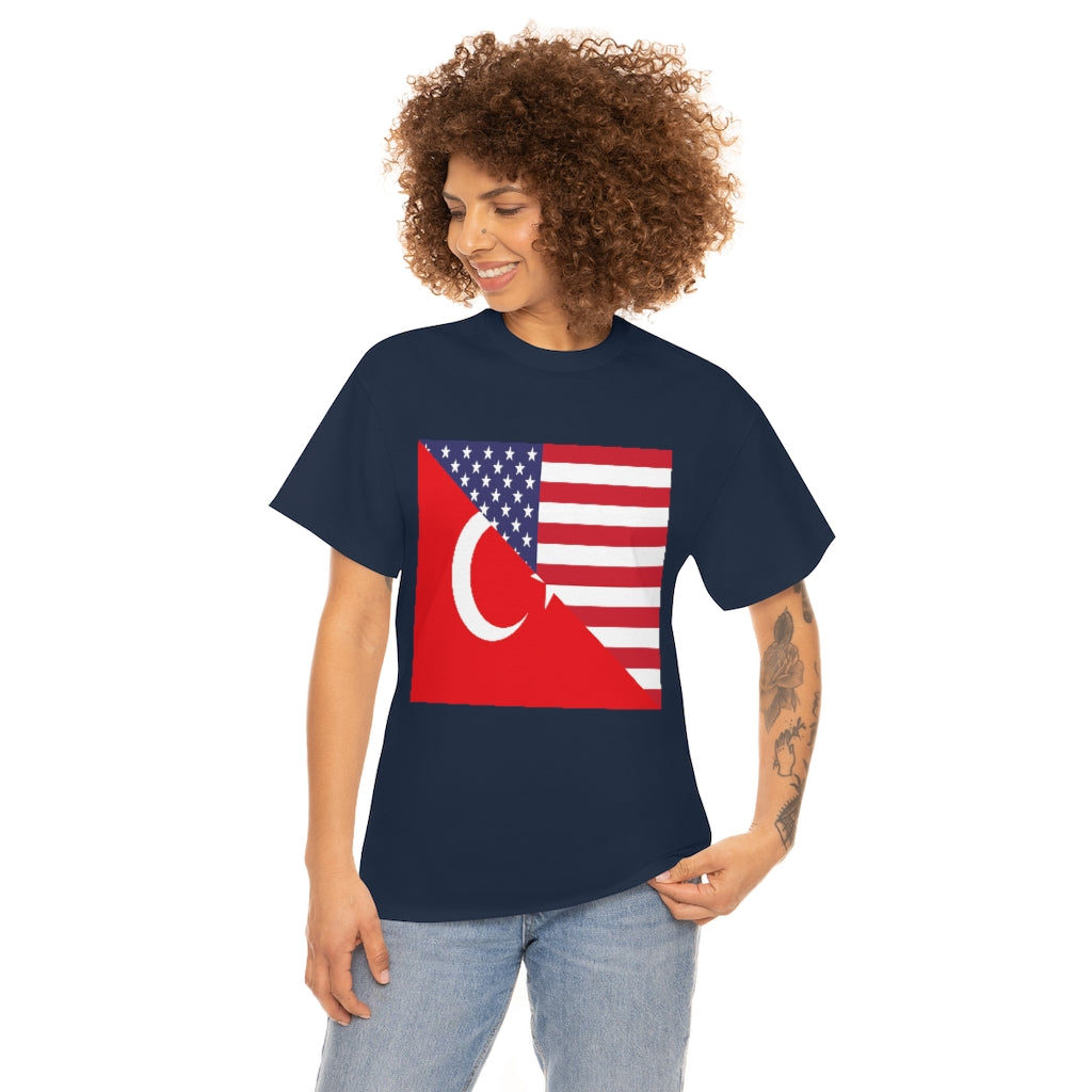 Turks American Flag Tee Shirt | Unisex Turkey USA Tshirt