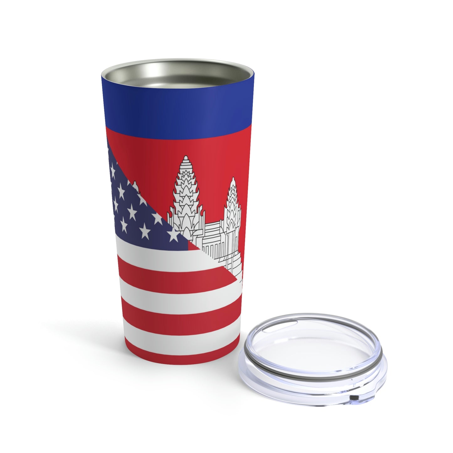 Cambodian American Flag Half Cambodia USA Tumbler 20oz Beverage Container